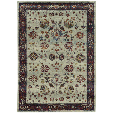 Oriental Weavers Andorra 6842D Stone and Red Oversized Dining Room Rug Medallion Area Rug - 8'6" x 11'7"