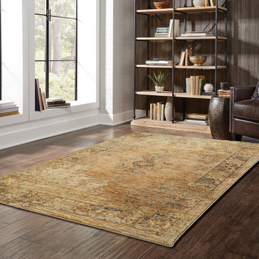 Oriental Weavers Andorra 6845D Gold and Brown Large Seating Area Rug Traditional Area Rug - 6'7" x 9'6"