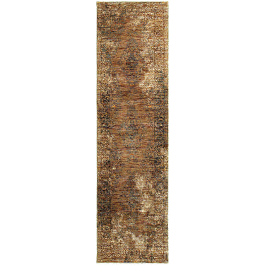 Oriental Weavers Andorra 6845D Gold and Brown Hallway Runner Polypropylene Runner Rug - 2'3" x 8'