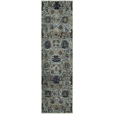 Oriental Weavers Andorra 7120A Blue and Navy Hallway Runner Traditional Runner Rug - 2'3" x 8'