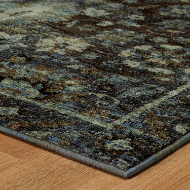 Oriental Weavers Andorra 7124A Navy and Blue Hallway Runner Medallion Runner Rug - 2'6" x 12'