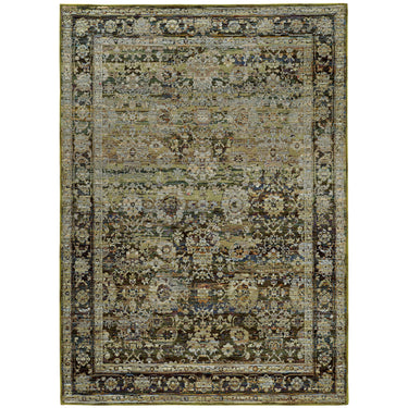 Oriental Weavers Andorra 7125C Green and Brown Compact Bedroom Accent Medallion Area Rug - 3'3" x 5'2"