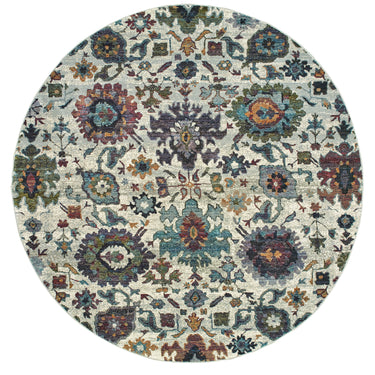Oriental Weavers Andorra 7129A Stone and Multi Round Accent Polypropylene Round Rug - 7'10" Round