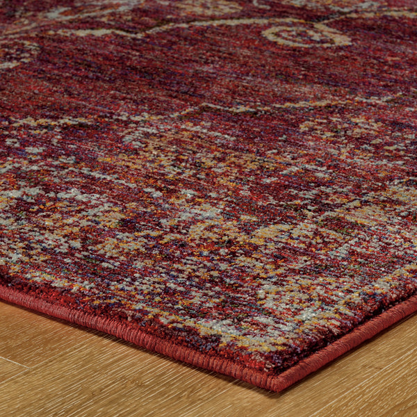 Oriental Weavers Andorra 7135E Red and Gold Compact Bedroom Accent Polypropylene Area Rug - 3'3