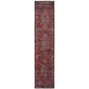 Oriental Weavers Andorra 7135E Red and Gold Hallway Runner Medallion Runner Rug - 2'6" x 12'