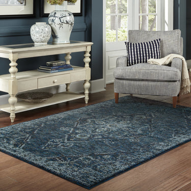 Oriental Weavers Andorra 7135F Blue and Light Blue Oversized Dining Room Rug Medallion Area Rug - 8'6" x 11'7"