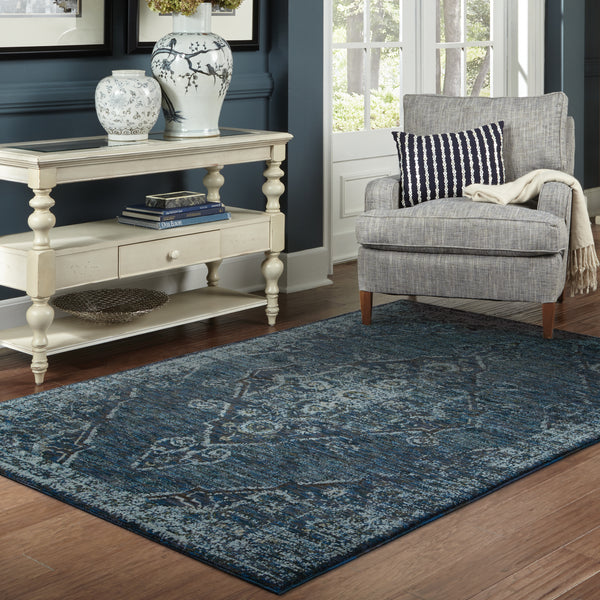 Oriental Weavers Andorra 7135F Blue and Light Blue Oversized Dining Room Rug Polypropylene Area Rug - 7'10