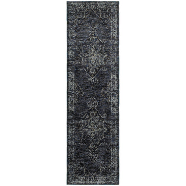 Oriental Weavers Andorra 7135F Blue and Light Blue Hallway Runner Medallion Runner Rug - 2'3" x 8'