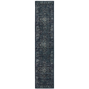 Oriental Weavers Andorra 7135F Blue and Light Blue Hallway Runner Traditional Runner Rug - 2'6" x 12'