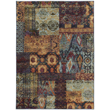 Oriental Weavers Andorra 7137A Gold and Blue Small Entryway Accent Traditional Area Rug - 1'10" x 3'2"