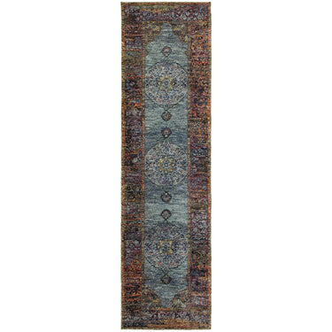 Oriental Weavers Andorra 7139A Blue and Multi Hallway Runner Polypropylene Runner Rug - 2'3" x 8'