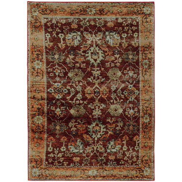 Oriental Weavers Andorra 7154A Red and Gold Compact Bedroom Accent Polypropylene Area Rug - 3'3" x 5'2"