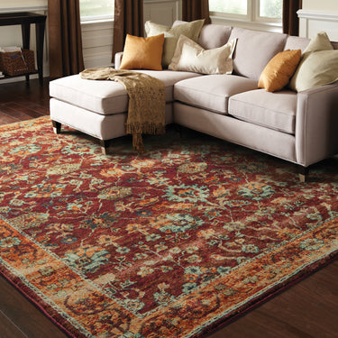 Oriental Weavers Andorra 7154A Red and Gold Small Entryway Accent Medallion Area Rug - 1'10" x 3'2"