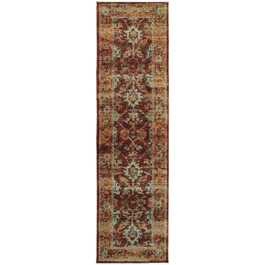 Oriental Weavers Andorra 7154A Red and Gold Hallway Runner Traditional Runner Rug - 2'3" x 8'