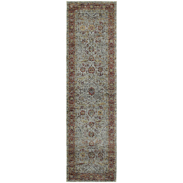 Oriental Weavers Andorra 7155A Blue and Red Hallway Runner Polypropylene Runner Rug - 2'3" x 8'