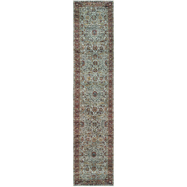 Oriental Weavers Andorra 7155A Blue and Red Hallway Runner Medallion Runner Rug - 2'6" x 12'