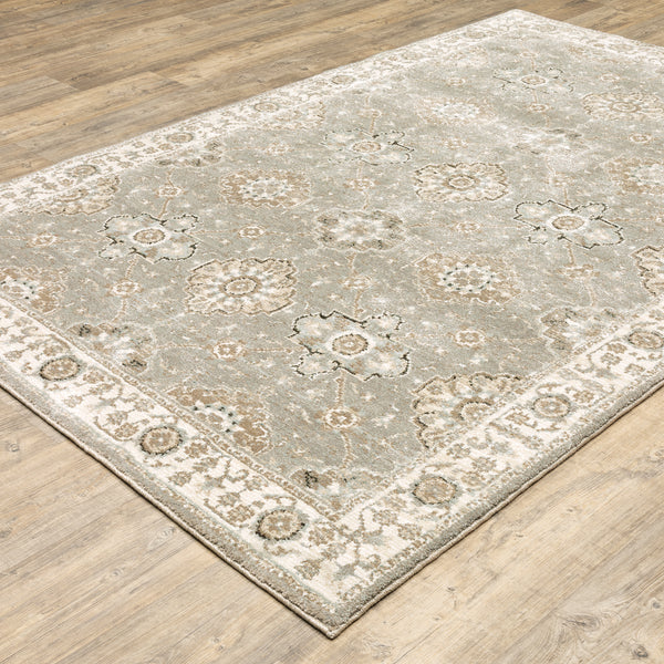 Oriental Weavers Andorra Grey 8929H Gray and Ivory Extra Large Room Anchor Medallion Area Rug - 10' x 13'2
