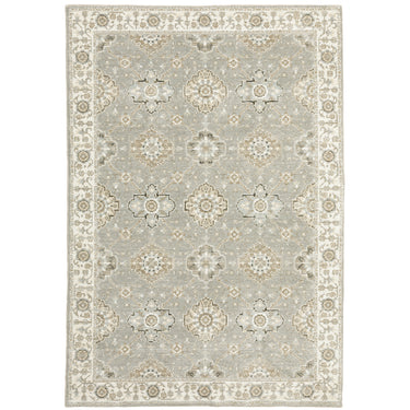 Oriental Weavers Andorra Grey 8929H Gray and Ivory Extra Large Room Anchor Medallion Area Rug - 10' x 13'2"