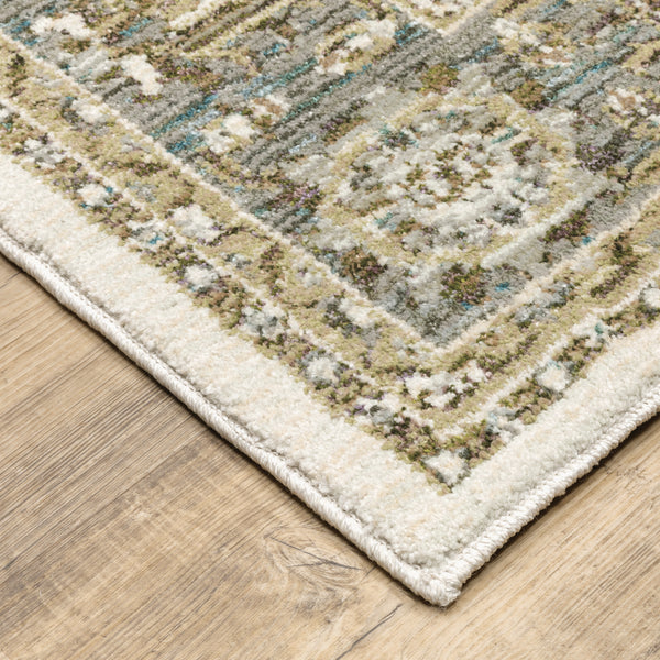 Oriental Weavers Andorra 9537P Ivory and Gray Hallway Runner Medallion Runner Rug - 2'3