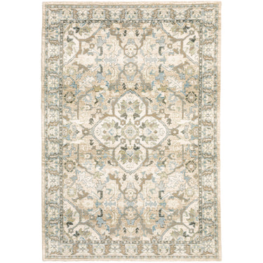 Oriental Weavers Andorra 9818G Beige and Ivory Small Entryway Accent Medallion Area Rug - 1'10" x 3'2"