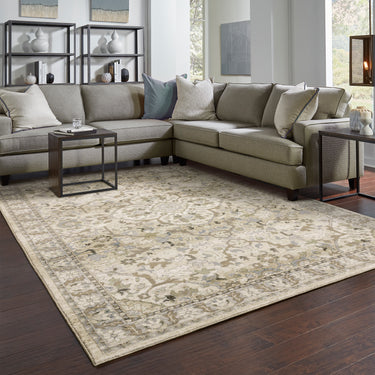 Oriental Weavers Andorra 9818G Beige and Ivory Small Entryway Accent Medallion Area Rug - 1'10" x 3'2"