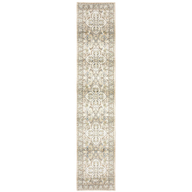 Oriental Weavers Andorra 9818G Beige and Ivory Hallway Runner Medallion Runner Rug - 2'6" x 12'