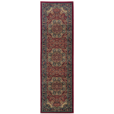 Oriental Weavers Ariana 116R3 Red and Blue Hallway Runner Medallion Runner Rug - 2'3" x 7'9"