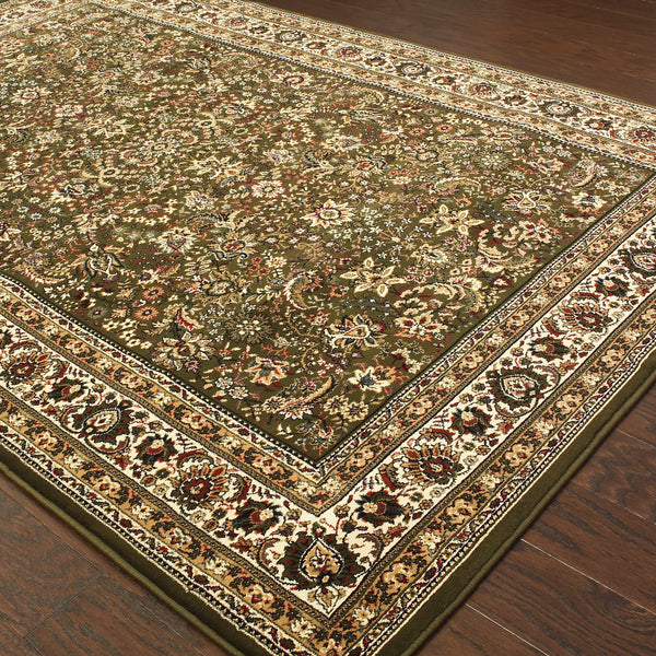 Oriental Weavers Ariana 213G8 Green and Ivory Extra Large Room Anchor Medallion Area Rug - 12' x 15' lifestyle