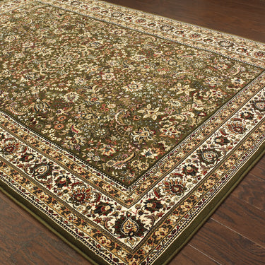 Oriental Weavers Ariana 213G8 Green and Ivory Large Seating Area Rug Medallion Area Rug - 6'7" x 9'6"
