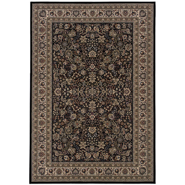 Oriental Weavers Ariana 213K8 Black and Ivory Medium Living Room Rug Medallion Area Rug - 5'3" x 7'9"