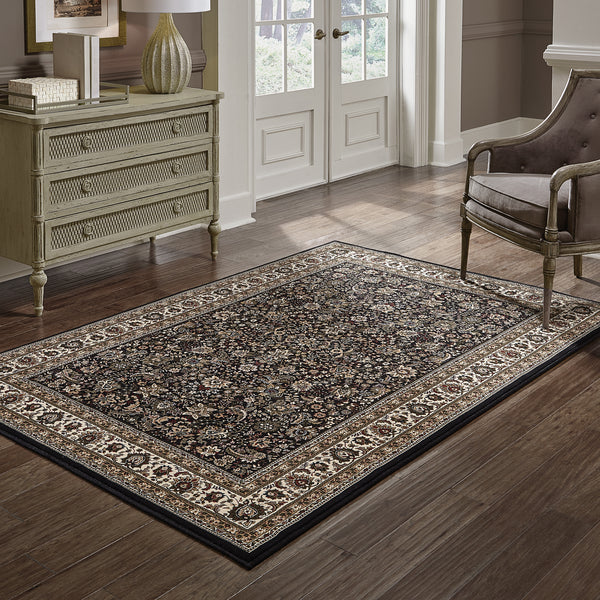 Oriental Weavers Ariana 213K8 Black and Ivory Compact Bedroom Accent Traditional Area Rug - 4' x 6' lifestyle