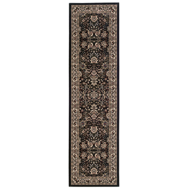 Oriental Weavers Ariana 213K8 Black and Ivory Hallway Runner Polypropylene Runner Rug - 2'7" x 9'4"