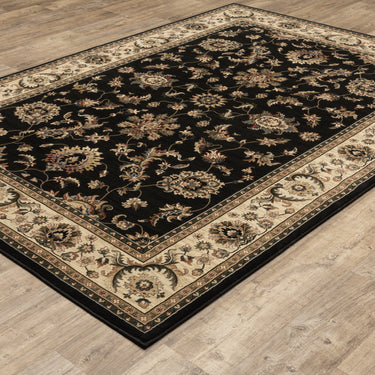 Oriental Weavers Ariana 311K3 Black and Ivory Compact Bedroom Accent Traditional Area Rug - 4' x 6'