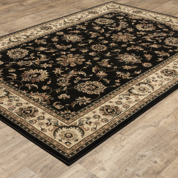 Oriental Weavers Ariana 311K3 Black and Ivory Medium Living Room Rug Medallion Area Rug - 5'3