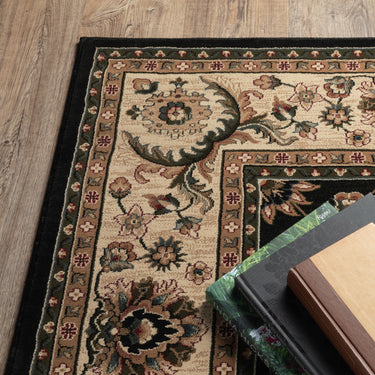 Oriental Weavers Ariana 311K3 Black and Ivory Hallway Runner Traditional Runner Rug - 2'3" x 7'9"