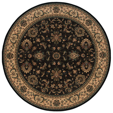 Oriental Weavers Ariana 311K3 Black and Ivory Round Accent Medallion Round Rug - 8' Round