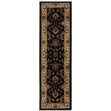 Oriental Weavers Ariana 311K3 Black and Ivory Hallway Runner Traditional Runner Rug - 2'3" x 7'9"