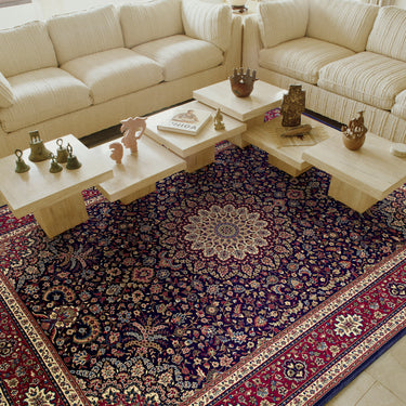 Oriental Weavers Ariana 095B3 Blue and Red Square Room Accent Medallion Square Rug - 8' Square