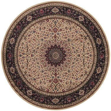 Oriental Weavers Ariana 095I8 Ivory and Black Round Accent Medallion Round Rug - 6' Round