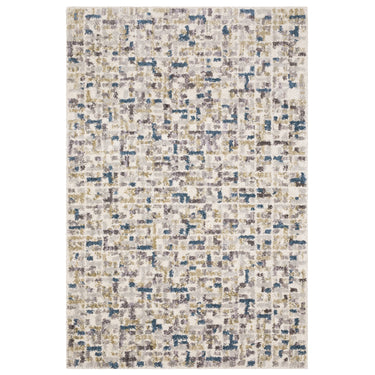 Oriental Weavers Aspen 3514A Ivory and Blue Extra Large Room Anchor Abstract Area Rug - 9'10" x 12'10"