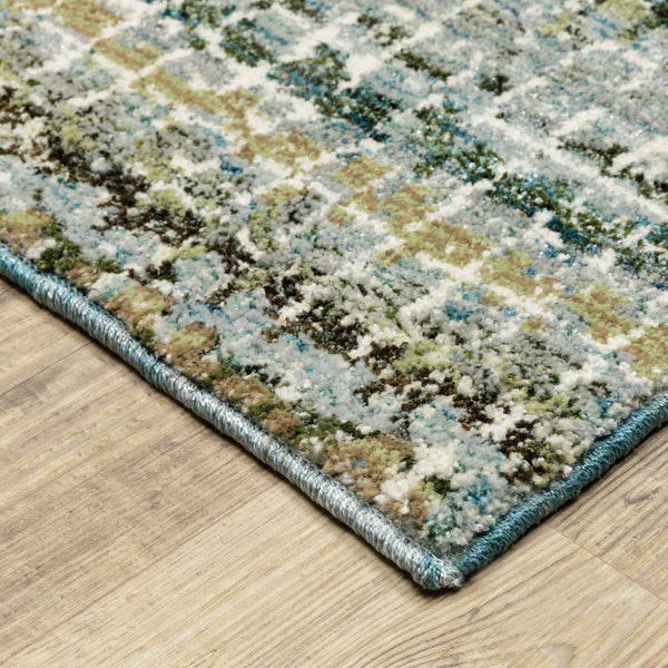 Oriental Weavers Atlas 747B0 Blue and Green Hallway Runner Abstract Runner Rug - 2'6