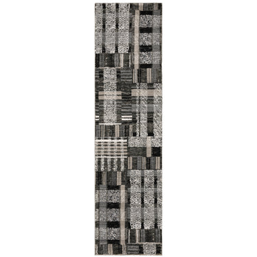 Oriental Weavers Atlas 752C0 Black and Gray Hallway Runner Geometric Runner Rug - 2'6" x 12'