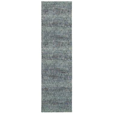 Oriental Weavers Atlas 8033J Blue and Gray Hallway Runner Solid Runner Rug 2'6" x 12' — runner shape view