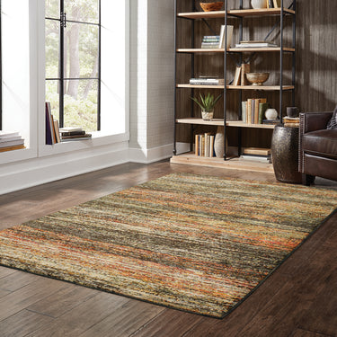 Oriental Weavers Atlas 8037C Gold and Charcoal Hallway Runner Polypropylene Blend Runner Rug - 2'3" x 8'