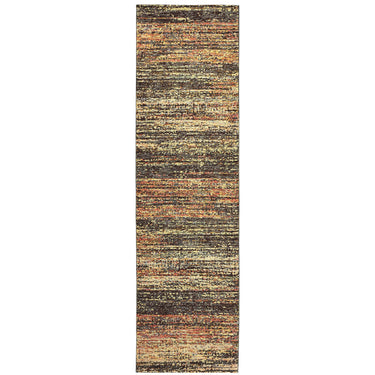 Oriental Weavers Atlas 8037C Gold and Charcoal Hallway Runner Polypropylene Blend Runner Rug 2'3" x 8' — runner shape view