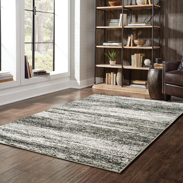 Oriental Weavers Atlas 8037G Ash and Charcoal Medium Living Room Rug Transitional Area Rug - 5'3" x 7'3"