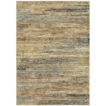 Oriental Weavers Atlas 8037J Gold and Green Hallway Runner Polypropylene Blend Runner Rug 2'3" x 8' — full overhead view of the rug