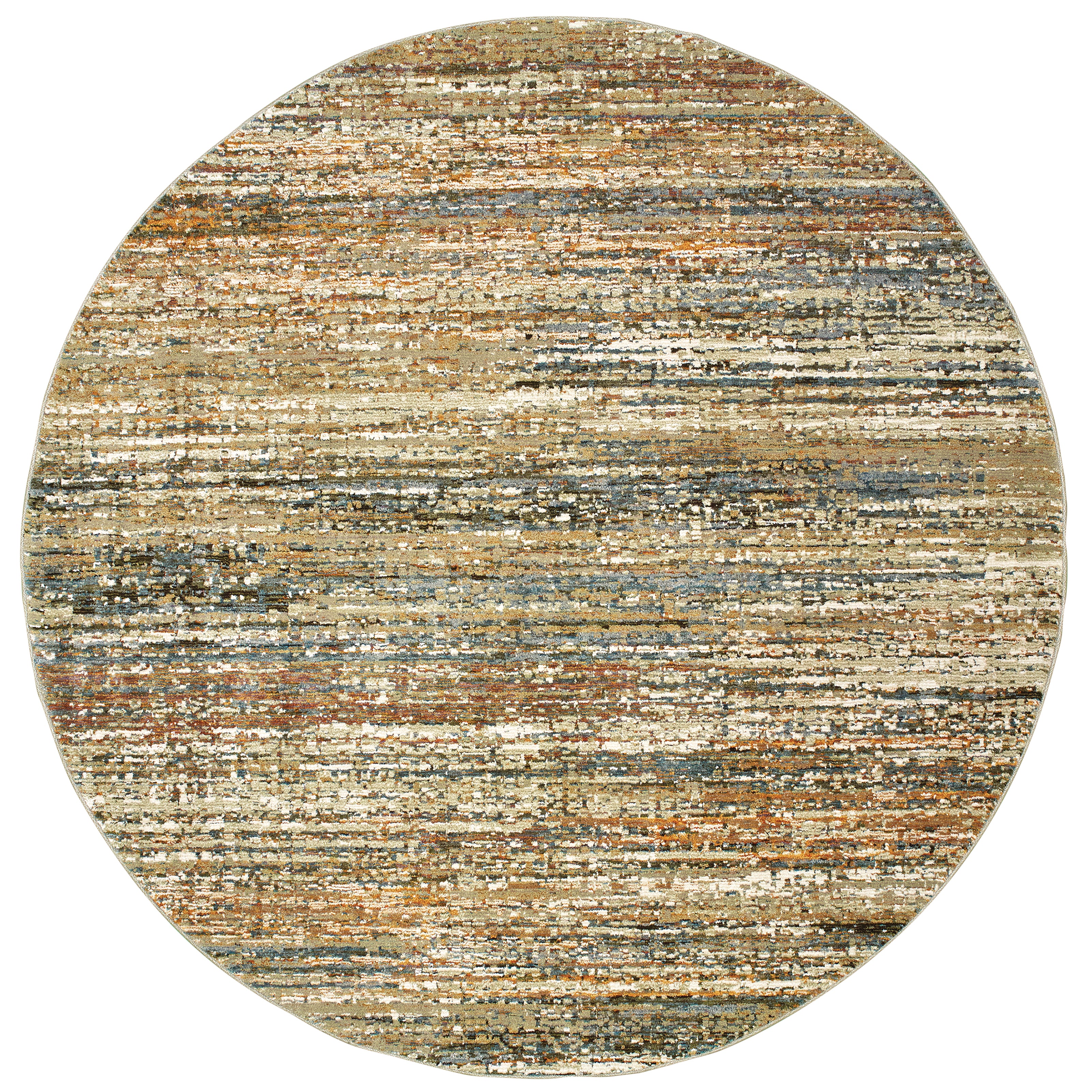Oriental Weavers Atlas 8037J Gold and Green Round Accent Transitional Round Rug - 7'10" Round