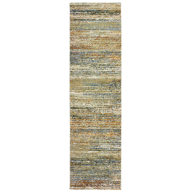Oriental Weavers Atlas 8037J Gold and Green Hallway Runner Transitional Runner Rug - 2'6" x 12'