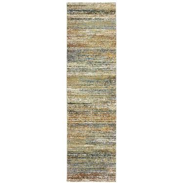 Oriental Weavers Atlas 8037J Gold and Green Hallway Runner Transitional Runner Rug 2'6" x 12' — runner shape view
